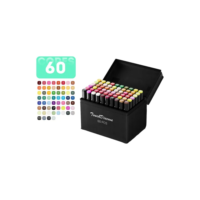 Conjunto Canetas Marcador Canetinha Ponta Dupla 60 Cores Kit