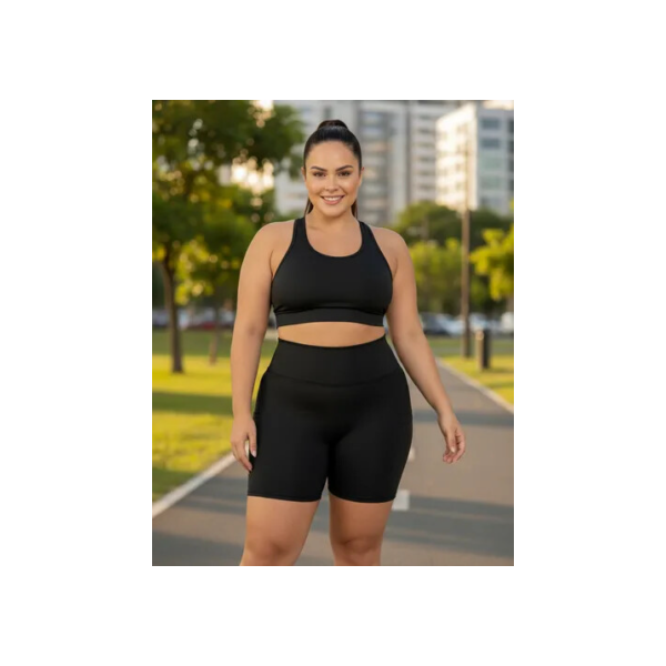 Kit 2 Conjunto Plus Size Top + Bermuda Fitness Academia