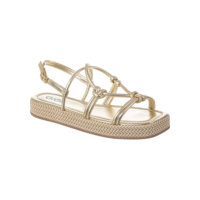 Sandalia Feminina GiGiL Flatform Rasteira Com Tiras Trançadas Nó Espadrille Confortável Papete