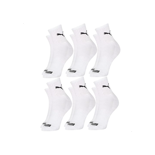 PUMA Kit 6 Pares Meia Cano Médio Esportiva Costura Fina Unissex Adulto, 6 Branco, 34-39