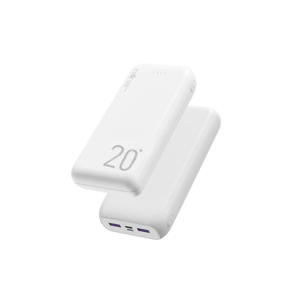 Power Bank 20000mAh, Carregador Portátil com Carga Rápida, Led Indicador de Bateria, Bateria Portatil para Dispositivos iOS e Android, USB, Type-C, Branco