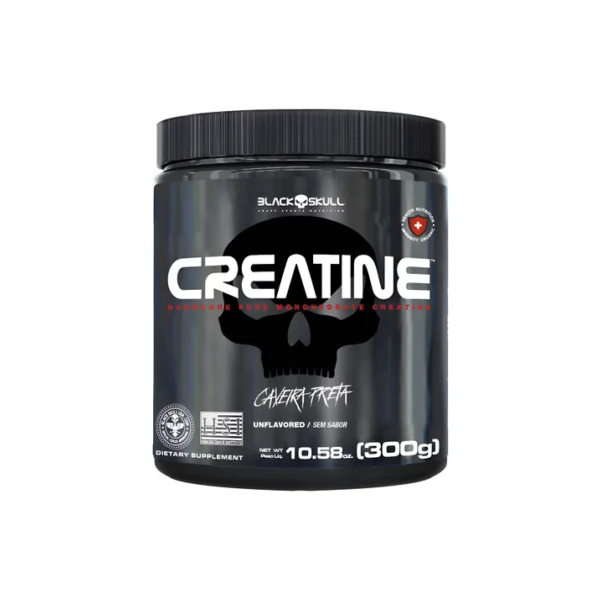 Suplemento Em Pó Creatina 300g Pura Black Skull Sem Sabor Potencialize Sua Força E Recuperacao Muscular