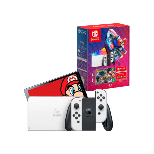 Console Nintendo Switch Oled 64GB + Mario Kart Deluxe 8 Branco