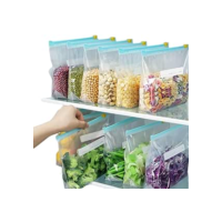 Saco Hermético - 30 Unidades Tamanho M - Saco Para Congelar Armazenar e Organizar Alimentos - Com Zip Abre e Fecha Reutilizável Livre de BPA - Saquinho Para Congelador
