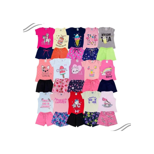 Kit Lote 12 Peças Menina Conjunto Infantil Top Feminino