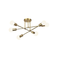 Luminária Pendente De 6 Cabeças Dourada, Luminária Pendente De Teto Regulável, Luminária Pendente Para Cozinha, Quarto, Sala De Estar (Lâmpada Não Incluída)