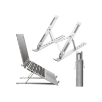 Suporte para Notebook Tablet Linha Premium em Alumínio Dobrável e Ergonômico Para Mesa Portátil Ajustável 6 Ângulos com Apoio Universal Compativel Ipad, Hp, Dell,Lenovo-Com estojo para armazenagem