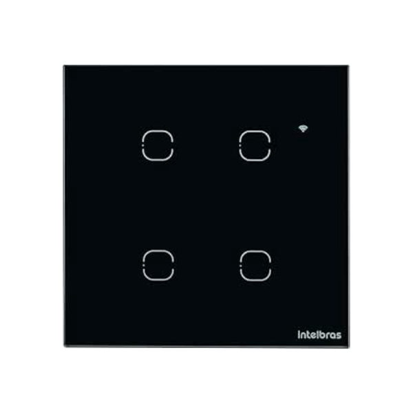 Interruptor Touch Inteligente Compatível com Alexa 4 Teclas EWS 1004 Preto Intelbras