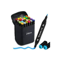 Kit Canetinhas Para Pintar Bobbie Goods | Caneta Marcador Permanente Para Colorir | Estojo Para Desenho Profissional | 24 Cores | Conjunto Kit De Canetinhas Pontas Duplas | Cores Vivas