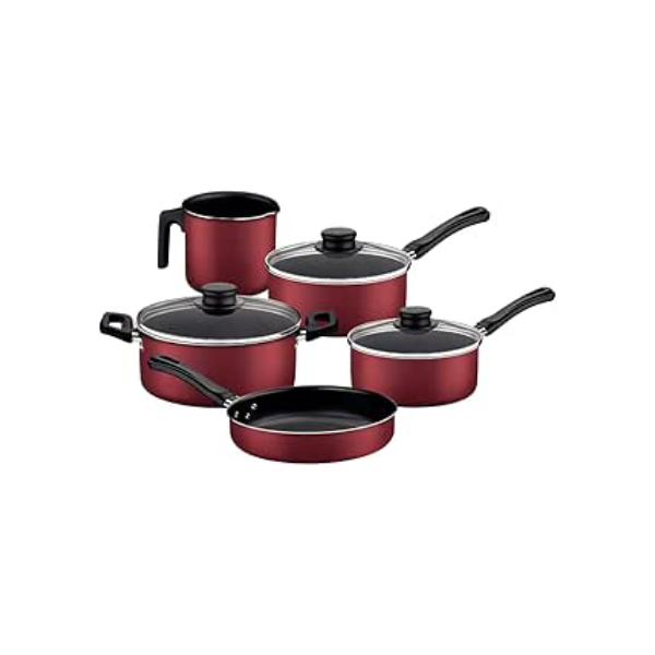 Tramontina JOGO DE PANELAS 5 PCS CARIBE VERMELHO - SORTIDOS DE ALUMINIO COM REVESTIMENTO ANTIADERENTE