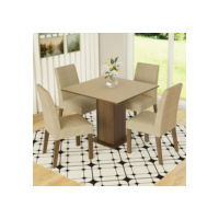 Conjunto Sala de Jantar Madesa Deise Mesa Tampo de Madeira 4 Cadeiras - Rustic/Crema/Imperial