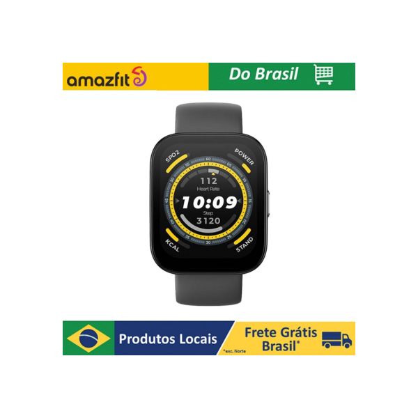 Amazfit Relógio inteligente Bip 5 de 46 mm, GPS, Alexa Built-In, bateria de 10 dias, frequência cardíaca e VO2 Max, monitoramento da saúde do sono, AI Fitness App
