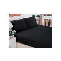 Jogo de Lençol Casal/Queen em Microfibra, 3 Peças, Com Elástico (Preto, Casal)