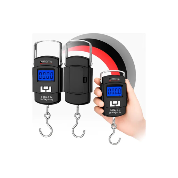 Balança Para Pesca Com Gancho De Mão Pendurada Digital Portátil Bolsa Bagagem Mala Até 50kg Chrome Technology