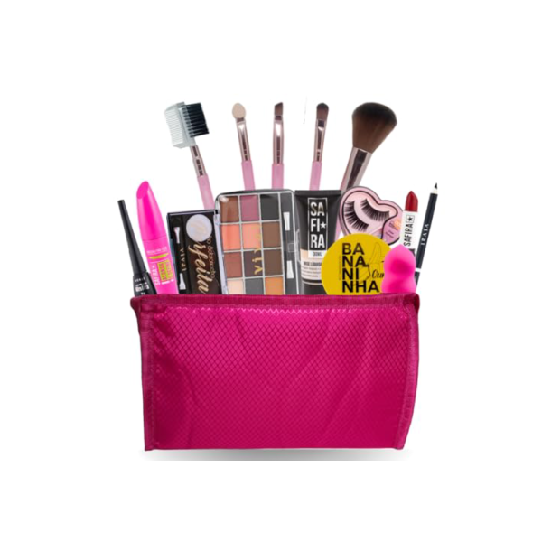 Kit De Maquiagem Completo Com Necessaire Pincéis Sombra kit maquiagem adolescente kit maquiagem completa organizador de maquiagem esponja maquiagem necessaire feminina (PELE MORENA)