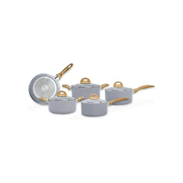 Brinox - Jogo de Panelas Ceramic Life 5 Peças Smart Plus com Fundo de Indução - Cinza Wooden