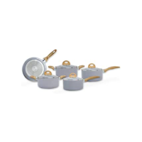 Brinox - Jogo de Panelas Ceramic Life 5 Peças Smart Plus com Fundo de Indução - Cinza Wooden