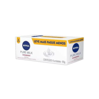 NIVEA Sabonete em Barra Pure Milk Sensitive Promo 6 un. 90g - Fórmula enriquecida com a preciosa essência do leite, proporciona uma pele macia e hidratada após o banho