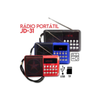 Rádio Portátil FM + Leitor de Cartão + PenDrive JD-30 JD-31 JD-35 COM BLUETOOTH