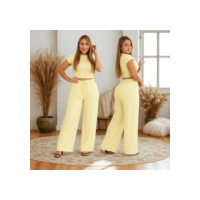 Conjunto Cropped e Calça em Ribana Veste do 44 ao 48