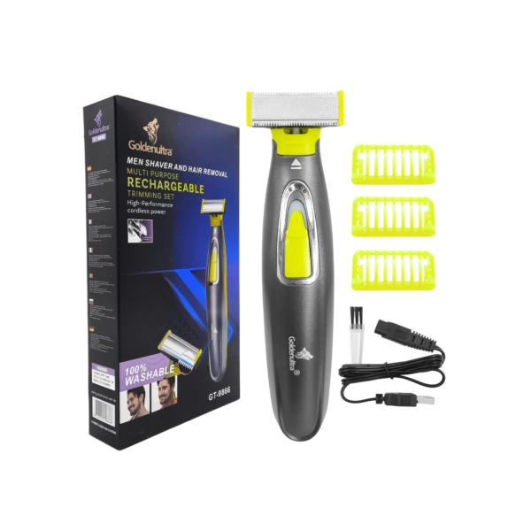 Barbeador Eletrico A Prova D'agua Usb Flexivél Profissional 100V/240V Corpo e Rosto GT-9866 Marca Goldenultra