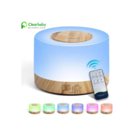 Difusor de Aromas 700ml Umidificador Ultrassônico LED Colorido Madeira Natural Controle Remoto Silencioso Aromaterapia