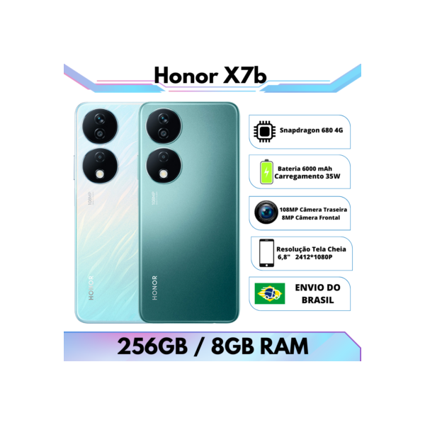 Honor X7b 4G 256GB ROM / 8GB RAM | Envio do Brasil | Smartphone 4G , Processador Snapdragon 680, Bateria 6000 mah