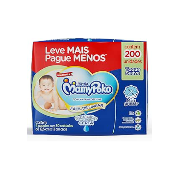 MamyPoko Lenços Umedecidos Toque Suave 200 Unidades