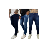 Kit 3 Calças Jeans Skinny Slim Tradicional Masculina Lycra