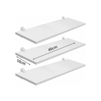 PRAT.K Kit 3 Prateleiras Brancas 1,5x10x40 cm – Com Bucha (Decorare), Compactas e Versáteis