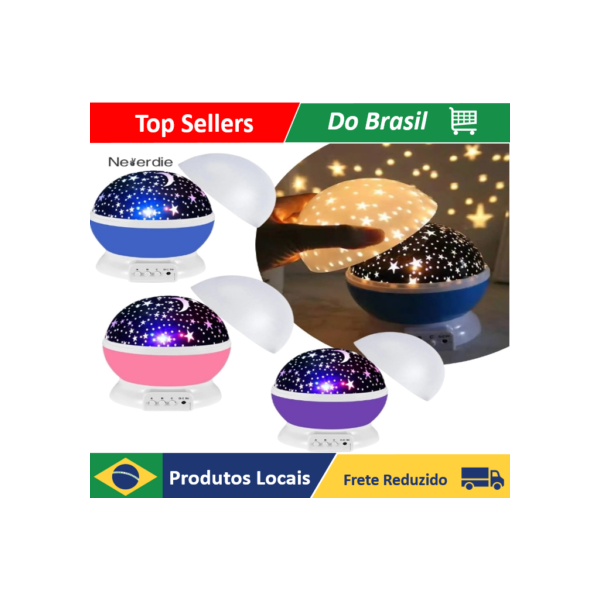 Luminária Projetor Abajur Infantil Estrelado lua Estrela 360º Galaxy Star Master Projetor De Estrela - Neverdie Store