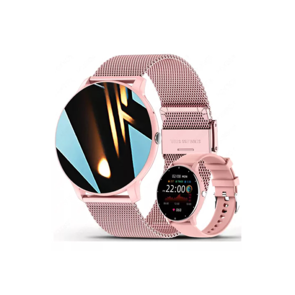 Relógio Inteligente Mulher Smartwatch Esportivo Redondo Rosa