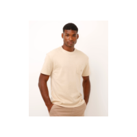 camiseta relaxed de algodão bolso bordado bege