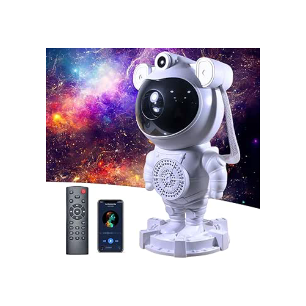 Projetor Astronauta Com Som Bluetooth Robô Luminária De Estrelas Nebulosas Galaxias Lua Luz Noturna para Quarto Controle Remoto Função Temporizador