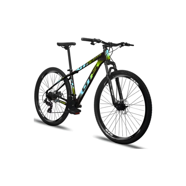 Bicicleta Aro 29 Gts Rapid 24 Marchas Freio A Disco Cor Preto-azul-verde Tamanho Do Quadro 17
