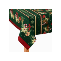 Toalha de Mesa 2,20m x 1,50m Oxford Estampada Natalina Natal Para Mesa De 6 lugares (Natalina Verde)
