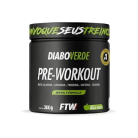 FTW Pré-Treino Diabo Verde em Pó com Cafeína, Aminoácidos Beta‑Alanina e Arginina para Treinos e Atividades Físicas - Pote 300 g (Sabor: Maça Verde)