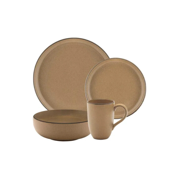 Aparelho De Jantar E Lanche 16 Peças Oxford Flat Ocre Marrom