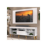 Rack com Painel TV 65" Retrô Flórida Up Multimóveis MP1042 Branco/Natural