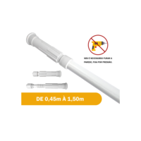 Varão Extensivo Ajustável 0,45m à 1,50m Para Cortina Branco de Box Banheiro Suporte Extensor