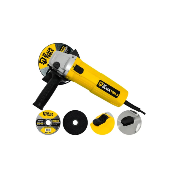 Esmerilhadeira Lixadeira Angular 4.1/2 11000rpm 780w The Black Tools Cor Amarelo Com 2 Discos De Corte