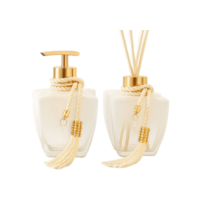 Kit Vidros Banheiro Luxo Degrade Branco Porta Sabonete E Difusor