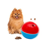 AMICUS - Bolinha de Petiscos para Cães Crazy Ball - Bola com Compartimento para Petiscos de Cachorro, Brinquedo Interativo para Bicho de Estimação, Lazer para Pets - Ajustável - Vermelho e Azul, 300g