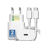 Carregador Turbo 25W Compatível iPhone 16, 16 PRO, 16 PRO MAX iPhone 15 PLUS 15 PRO 15 PRO MAX, GALAXY, Todos ANDROID Entrada TIPO-C + Cabo Reforçado USB-C - Fast Power
