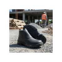 Bota Botina De Segurança C/ Elástico Couro Pedreiro Bico Pvc