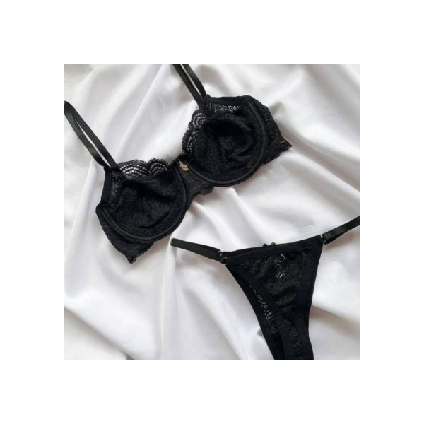 Conjunto pandora lingerie rendado com varias cores, sutiã e calcinha semi fio
