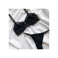 Conjunto pandora lingerie rendado com varias cores, sutiã e calcinha semi fio