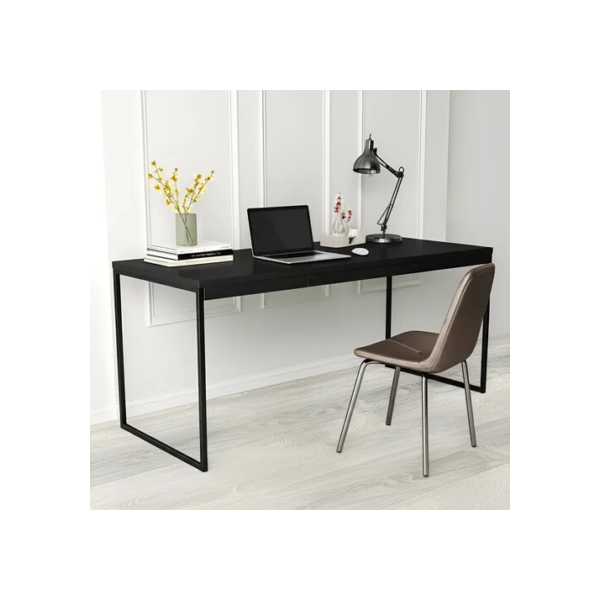 Mesa De Computador Escrivaninha Preta Pé Metalon Industrial 120x60 Jm3 Móveis