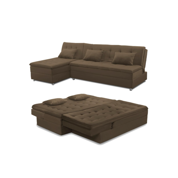 Sofá Cama King 5 Lugares 2,70m Alice Suede