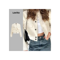 Lovito Jaqueta casual com bolso liso para mulheres LNM75189